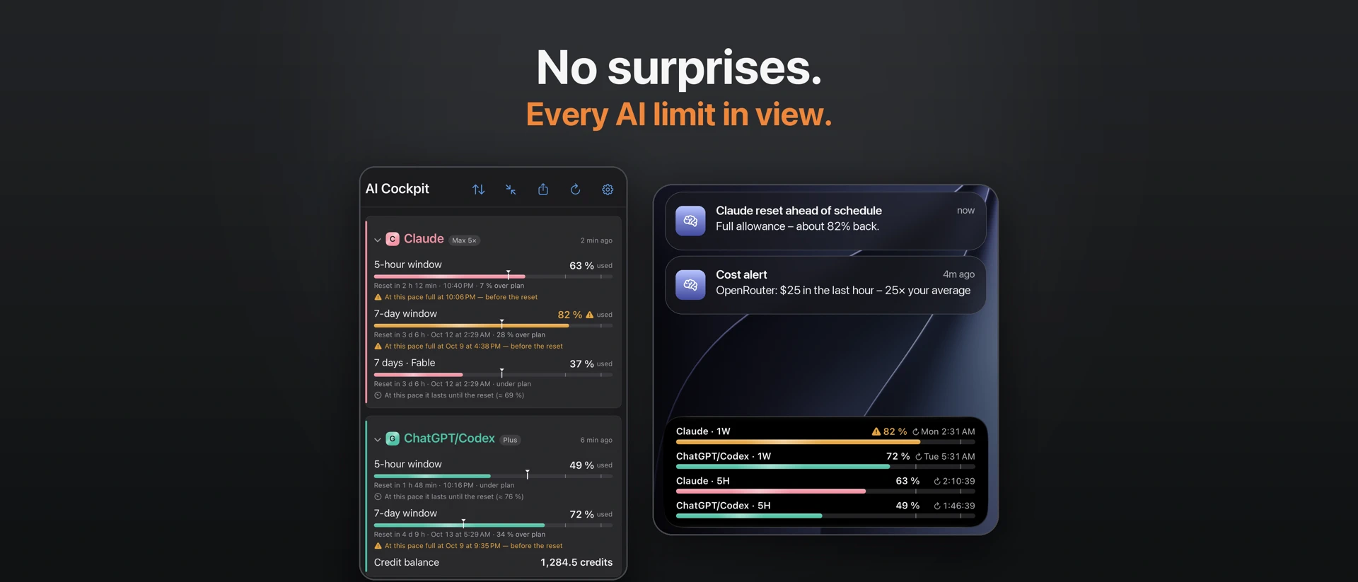 AI Cockpit: Usage & Limits product page header
