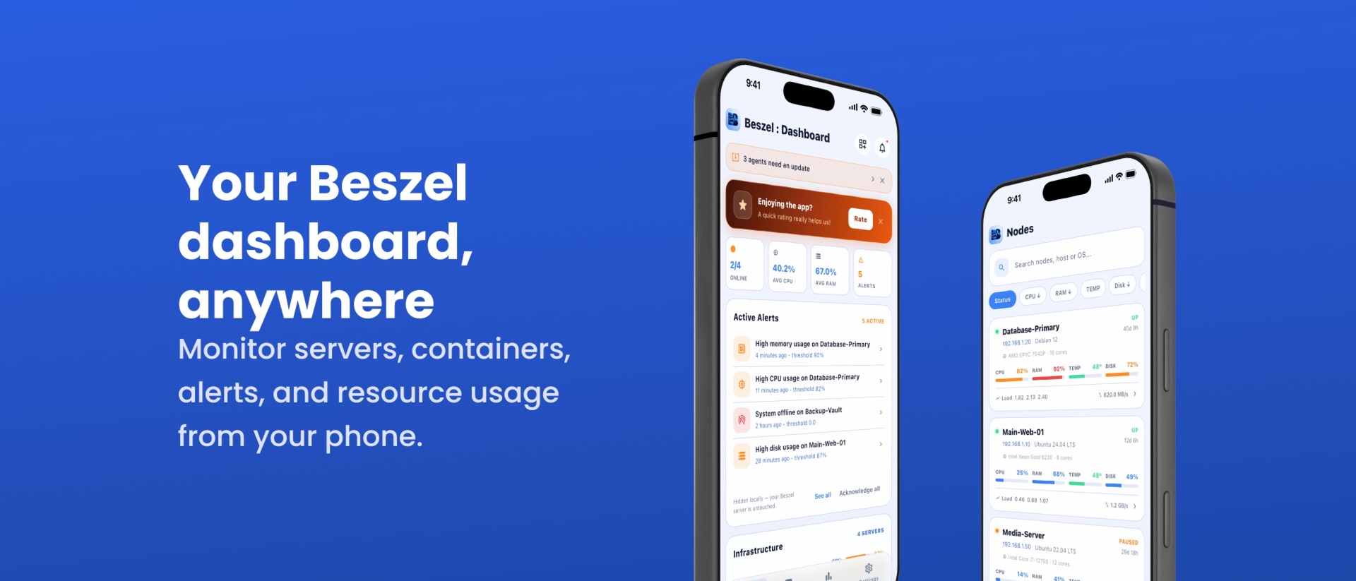 Beszel : Dashboard product page header