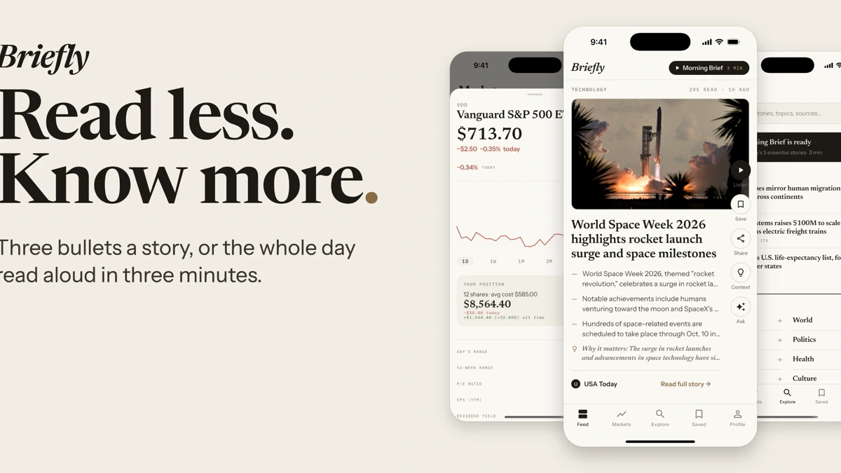 Briefly: AI News & Markets App Store product page header