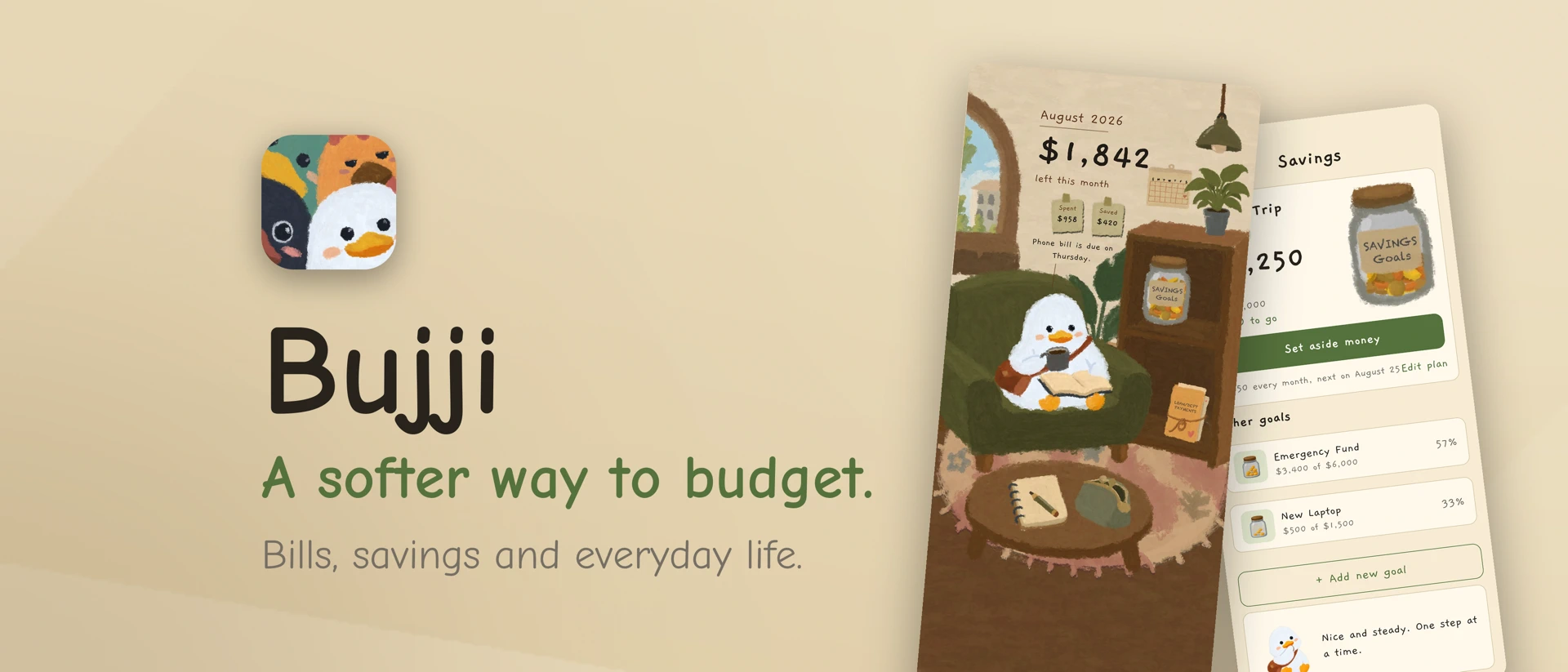 Bujji: Cozy Budget Tracker product page header