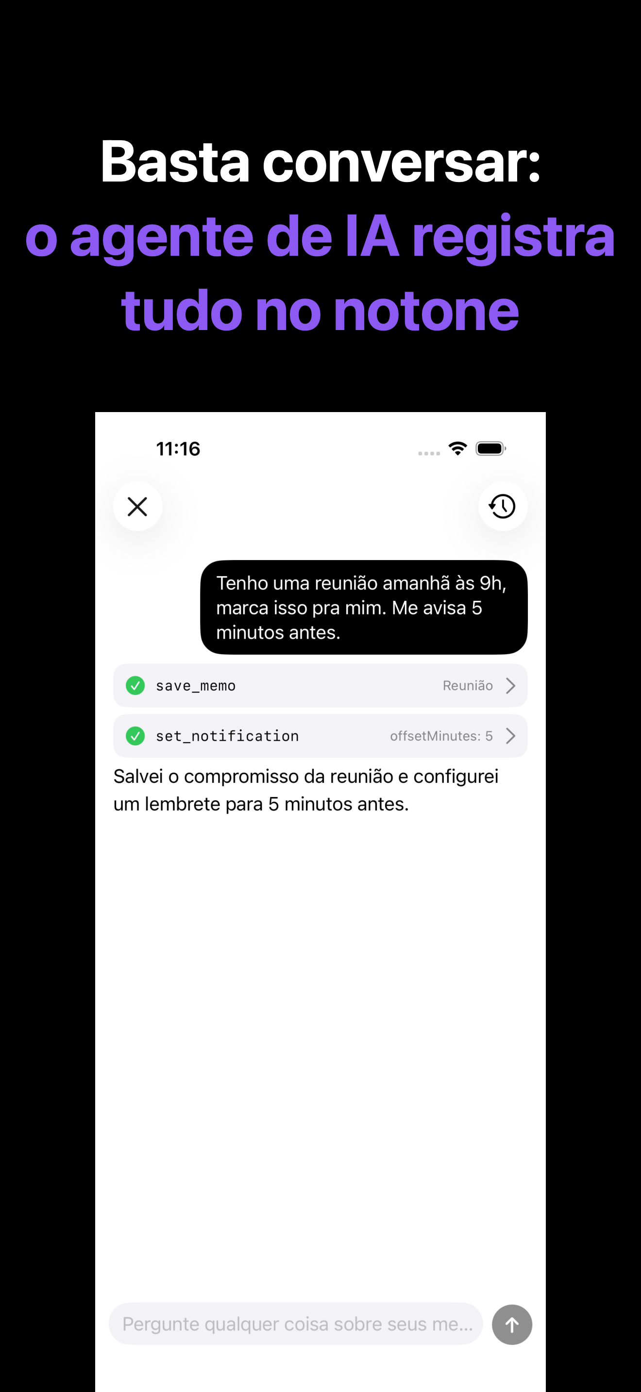 Notone - シンプルなメモAI Agent iOS screenshot 4 showing app interface