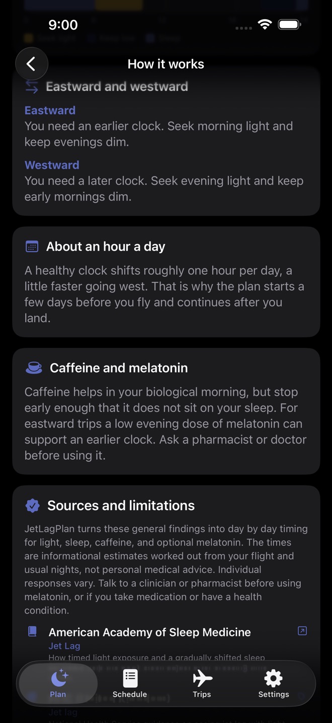JetLagPlan: Beat Jet Lag screenshot 4