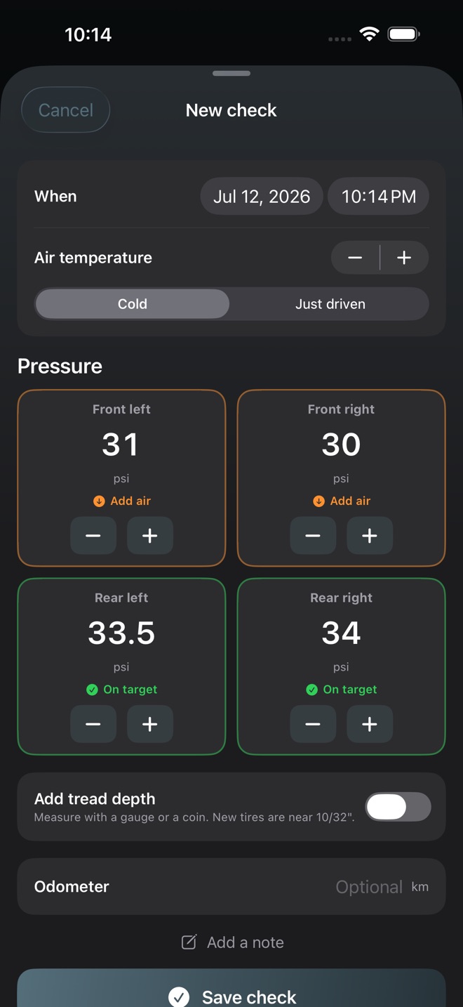 TireWise: Pressure & Tread screenshot 2