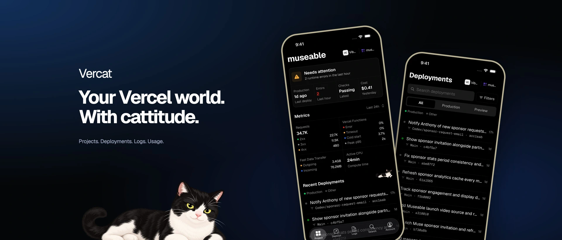 Vercat product page header