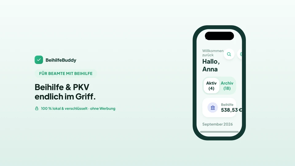 BeihilfeBuddy - Beihilfe & PKV App Store product page header