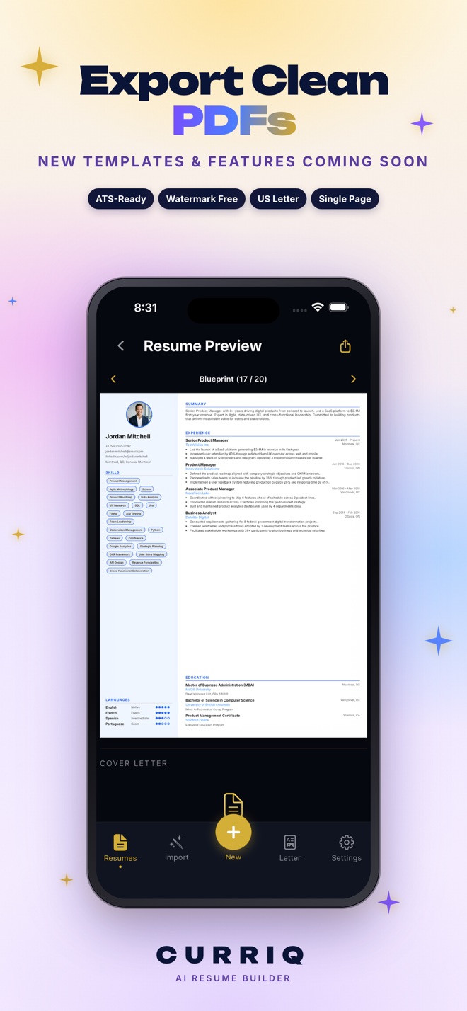 AI Resume Builder & CV: Curriq screenshot 6