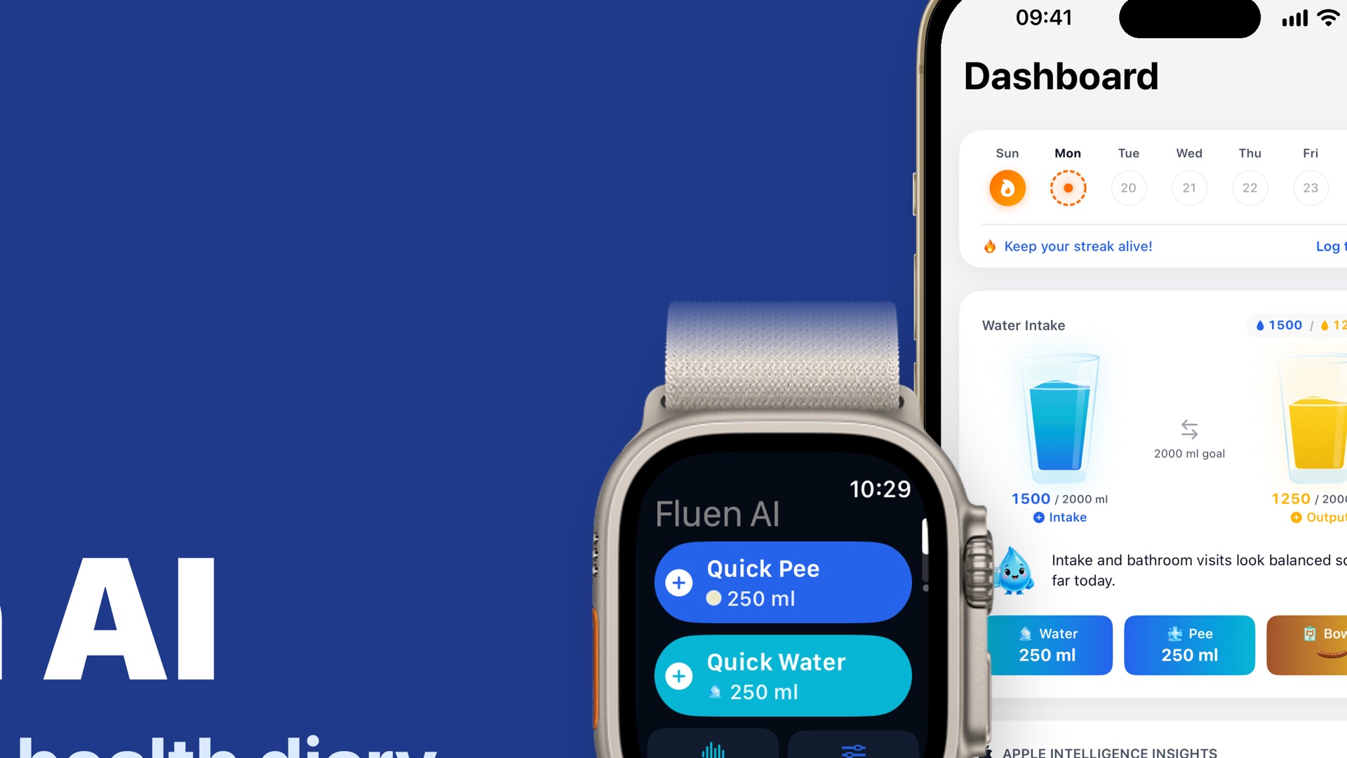 Fluen AI: Bladder Health Diary product page header