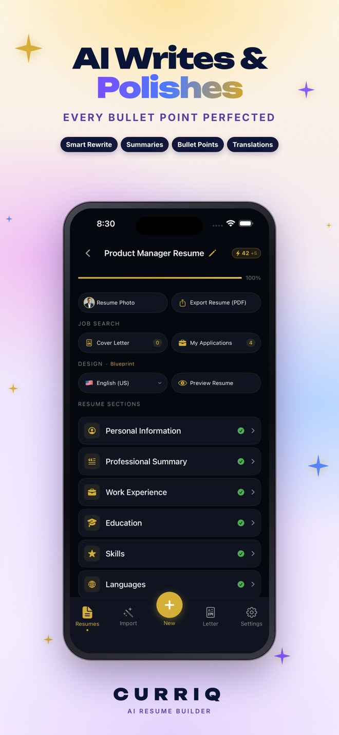 AI Resume Builder & CV: Curriq screenshot 3
