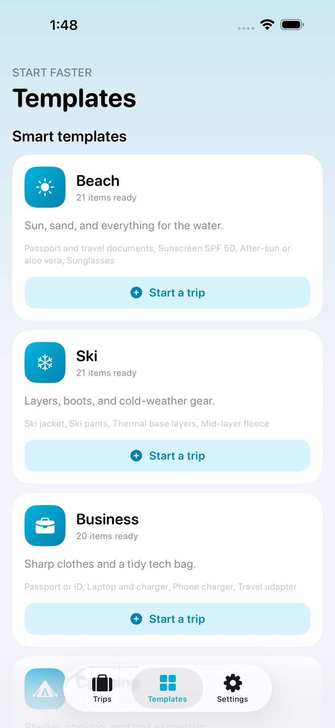 PackLight: Packing Lists screenshot 5