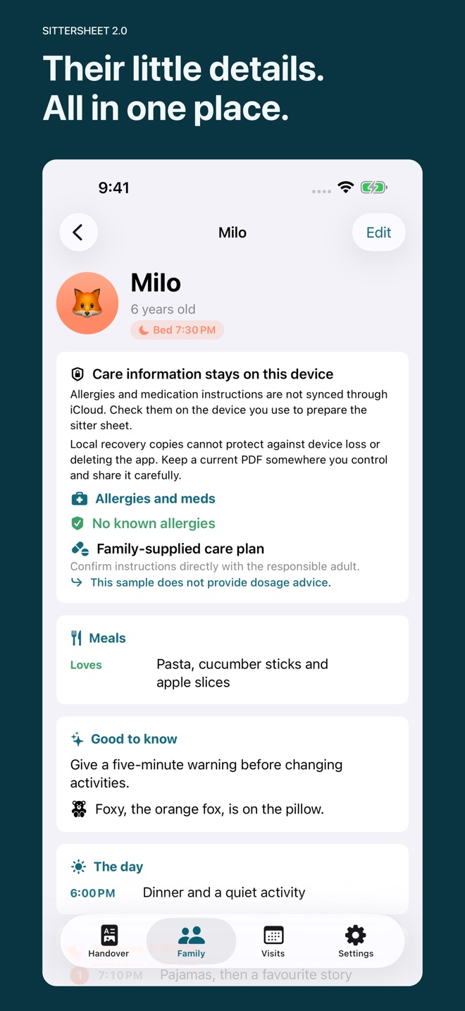 SitterSheet: Babysitter Notes screenshot 4