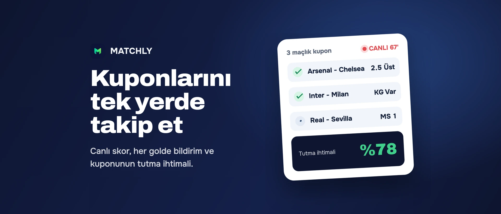 Matchly - Bahis Kupon Takip product page header