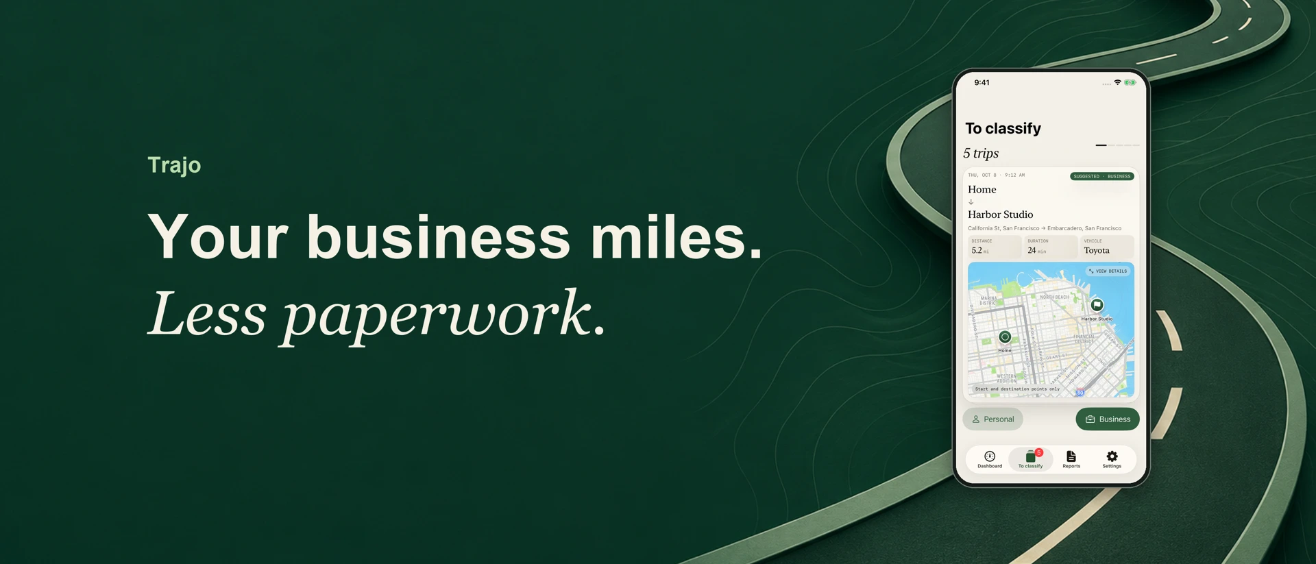 Mileage Log: Trajo product page header