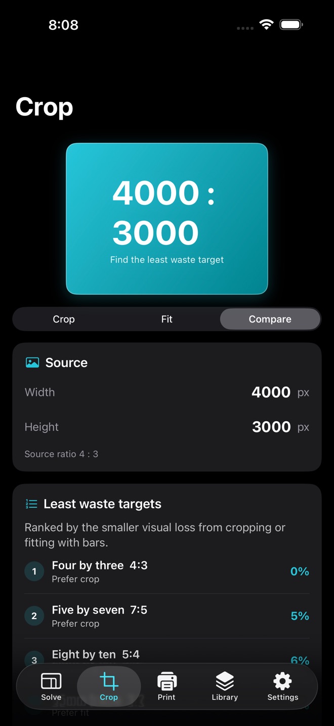 AspectCalc: ratio, recadrage capture d’écran 5
