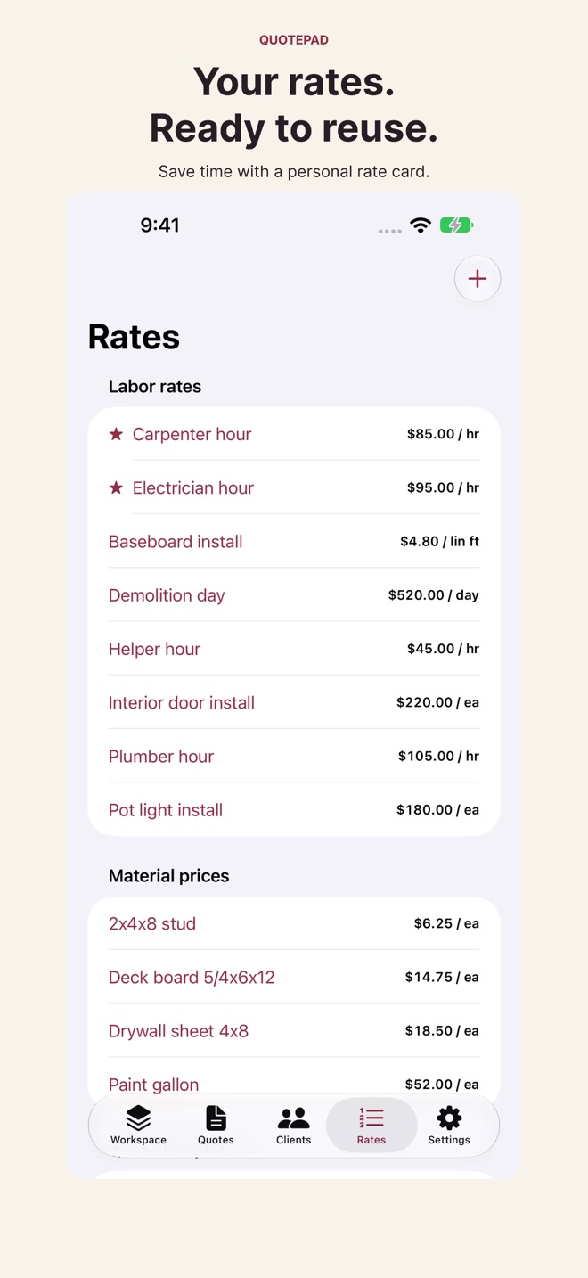 QuotePad: Fast Job Quotes screenshot 4