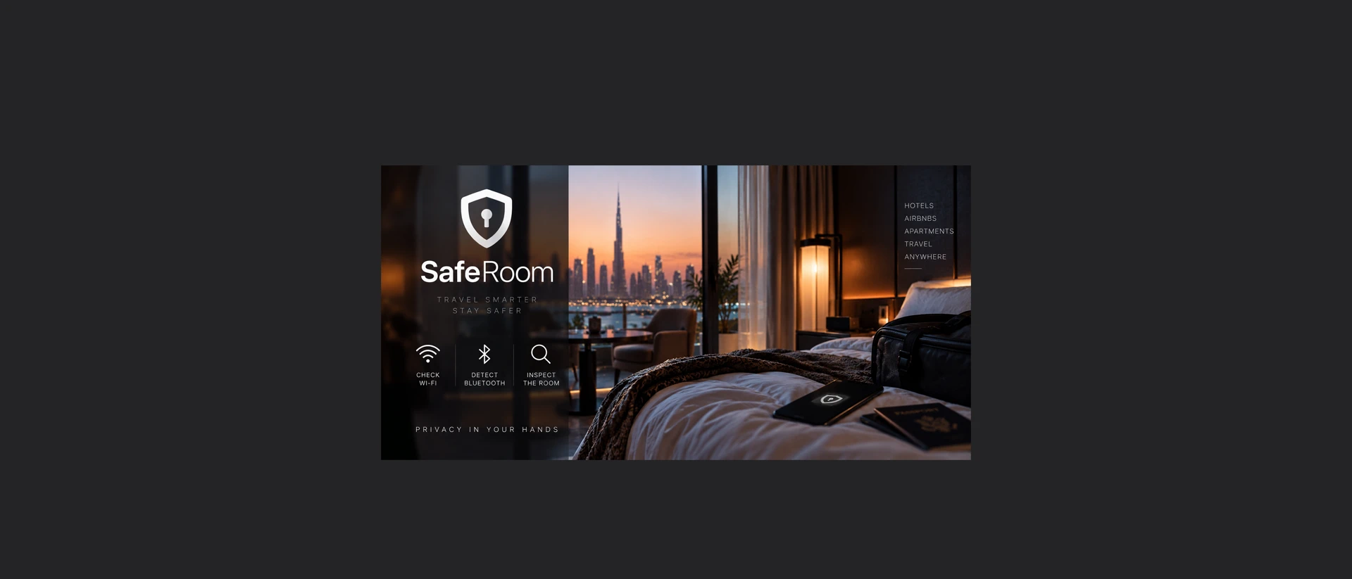 SafeRoom Travel Privacy App Store product page header