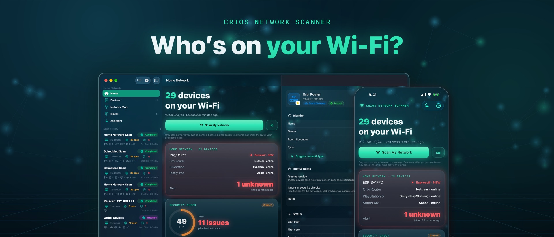 Crios: Network Scanner & Map product page header