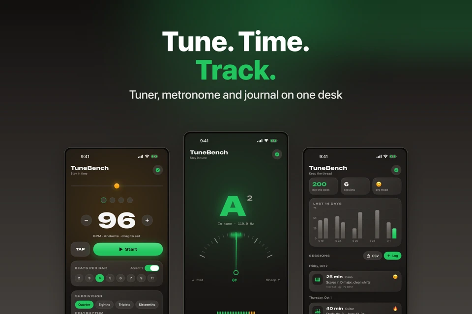 TuneBench: Practice Desk App Store search result