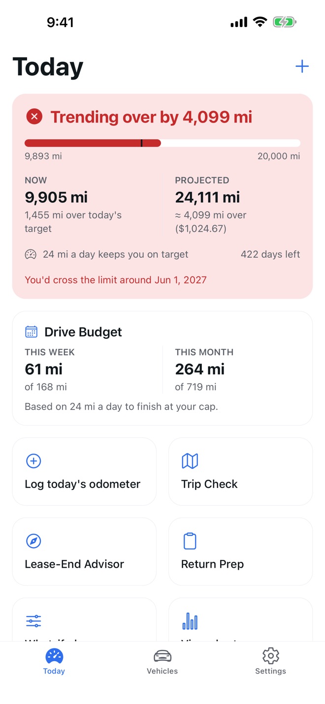 LeasePace: Car Lease Mileage screenshot 1