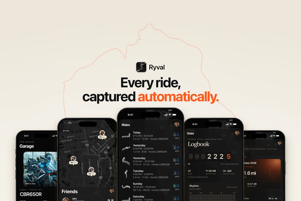 Ryval: Motorcycle & Car Rides App Store search result