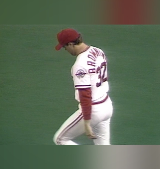 September 16, 1988: Reds' Tom Browning waits out rain delay and