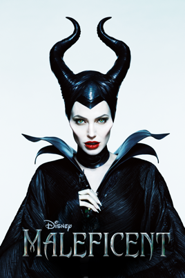 Locandina di Maleficent con Angelina Jolie con un mantello nero