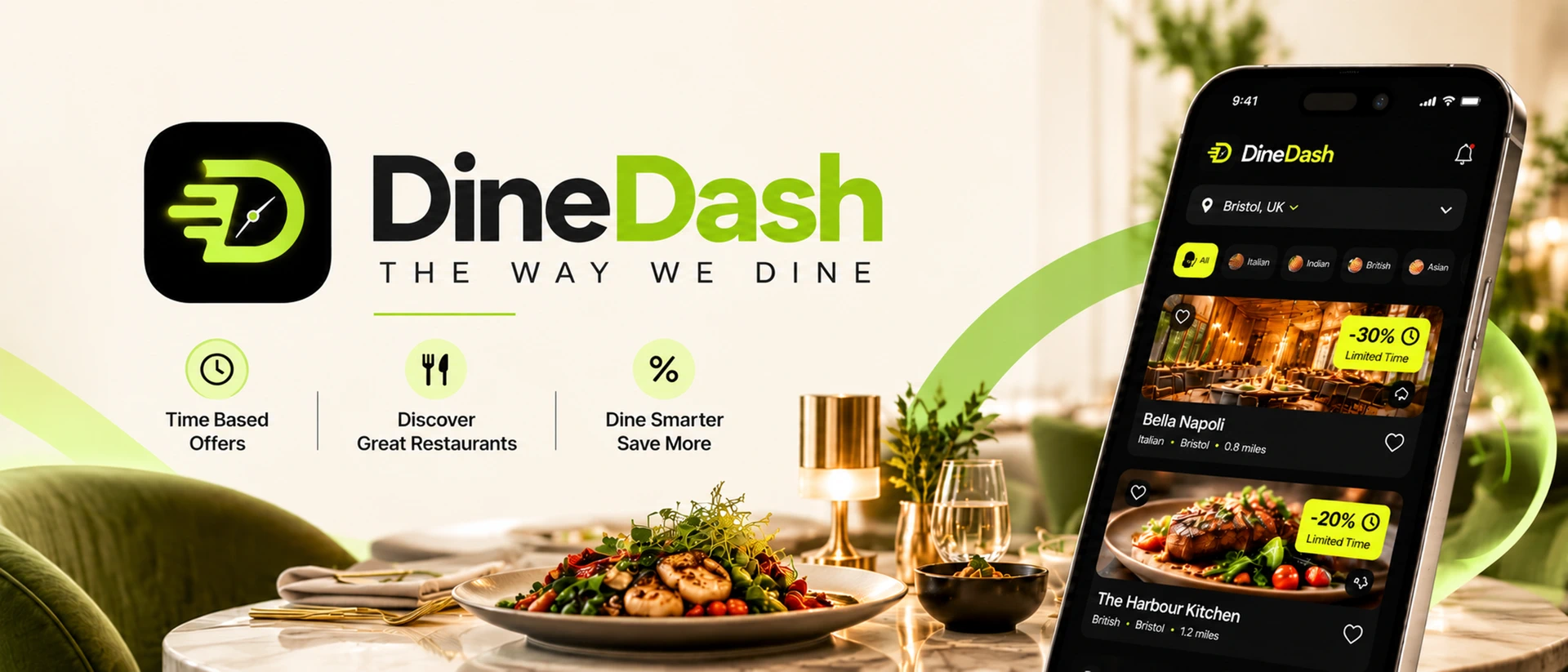 DineDash. product page header
