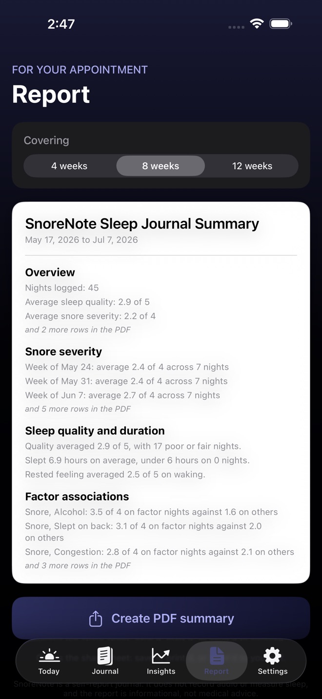 SnoreNote: Sleep Journal screenshot 5
