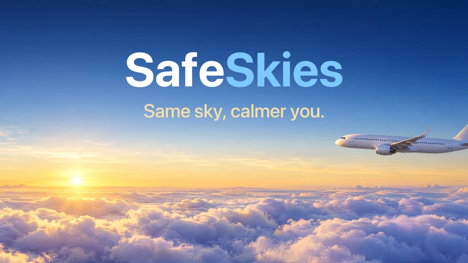 SafeSkies — Calm Flying App Store product page header