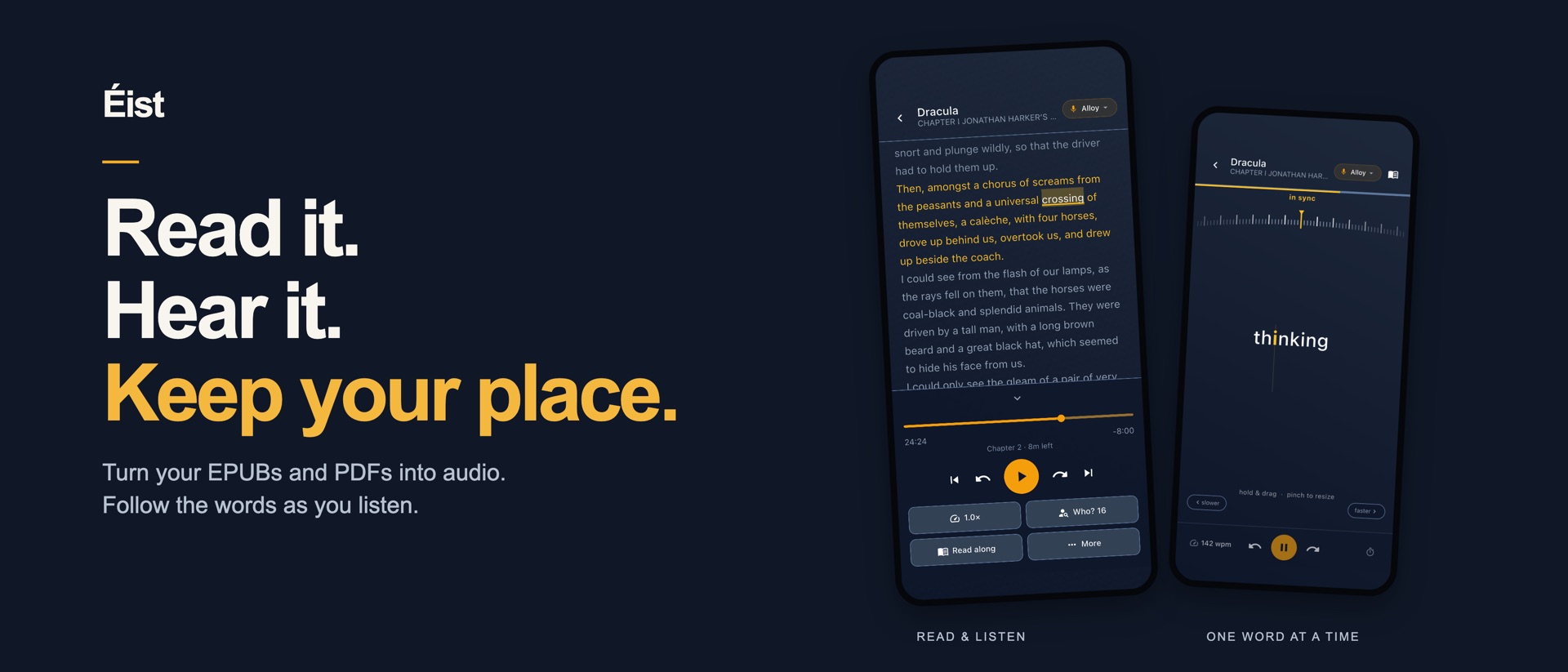 Éist: PDF/Ebook to Audiobook product page header