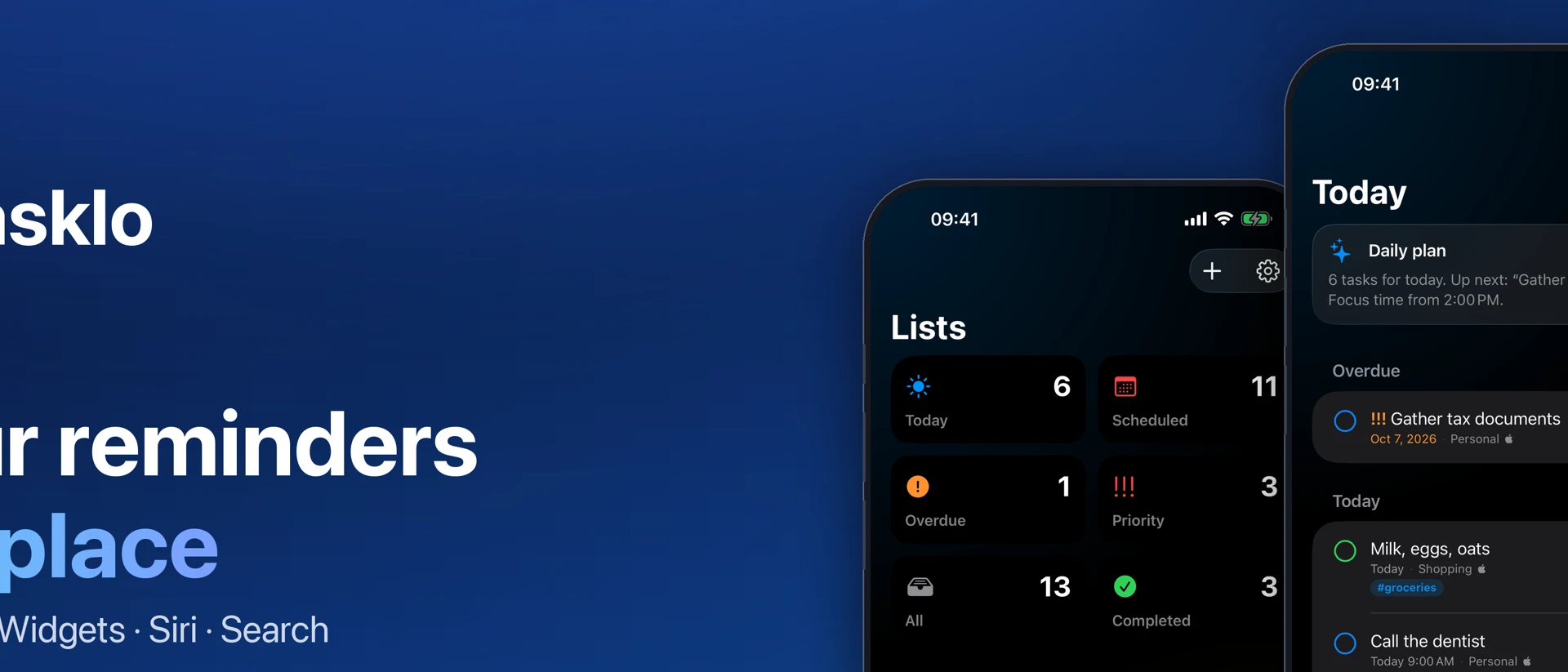 Tasklo: Reminders product page header