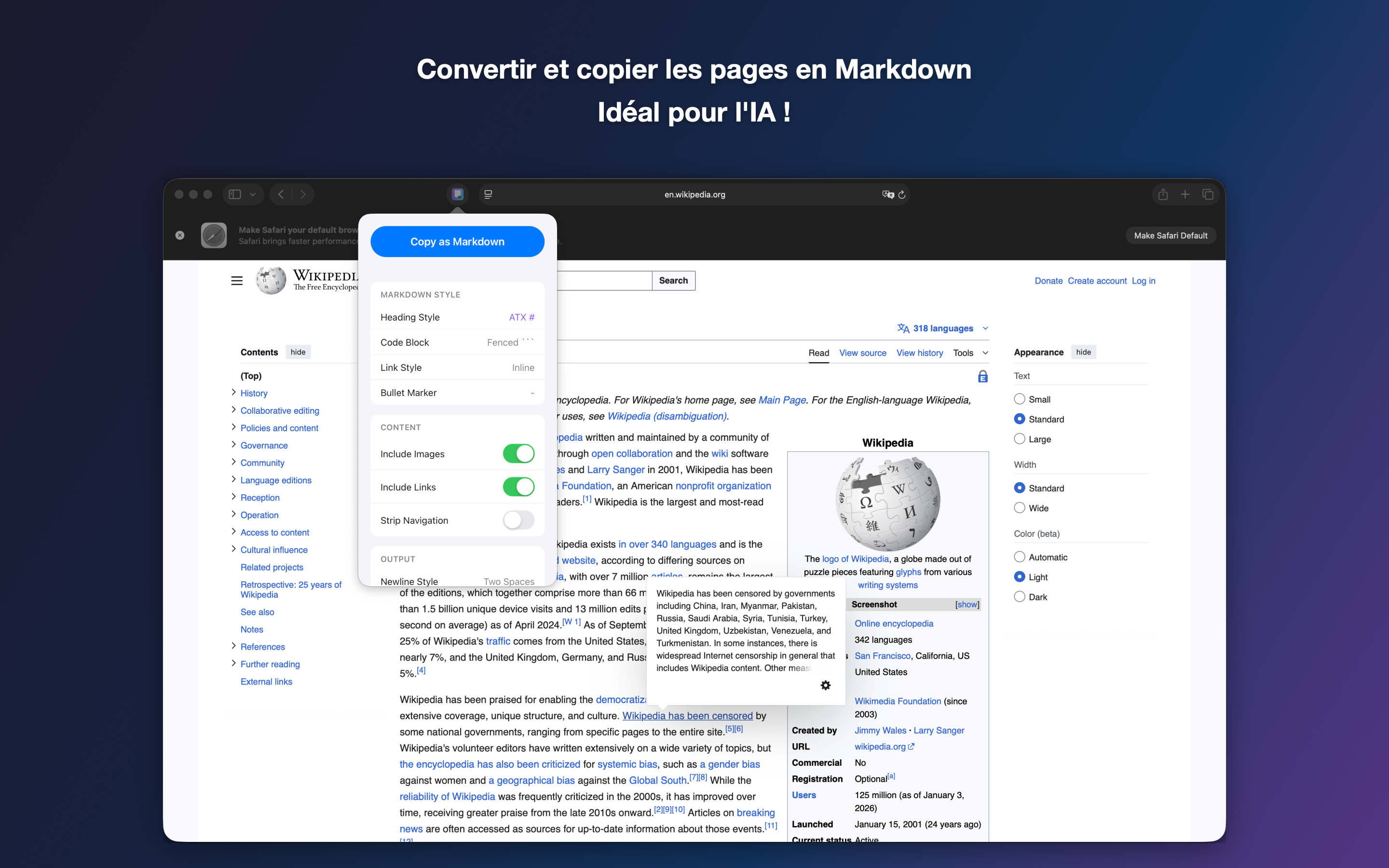 MDC - Markdown Copier macOS screenshot 1 showing app interface