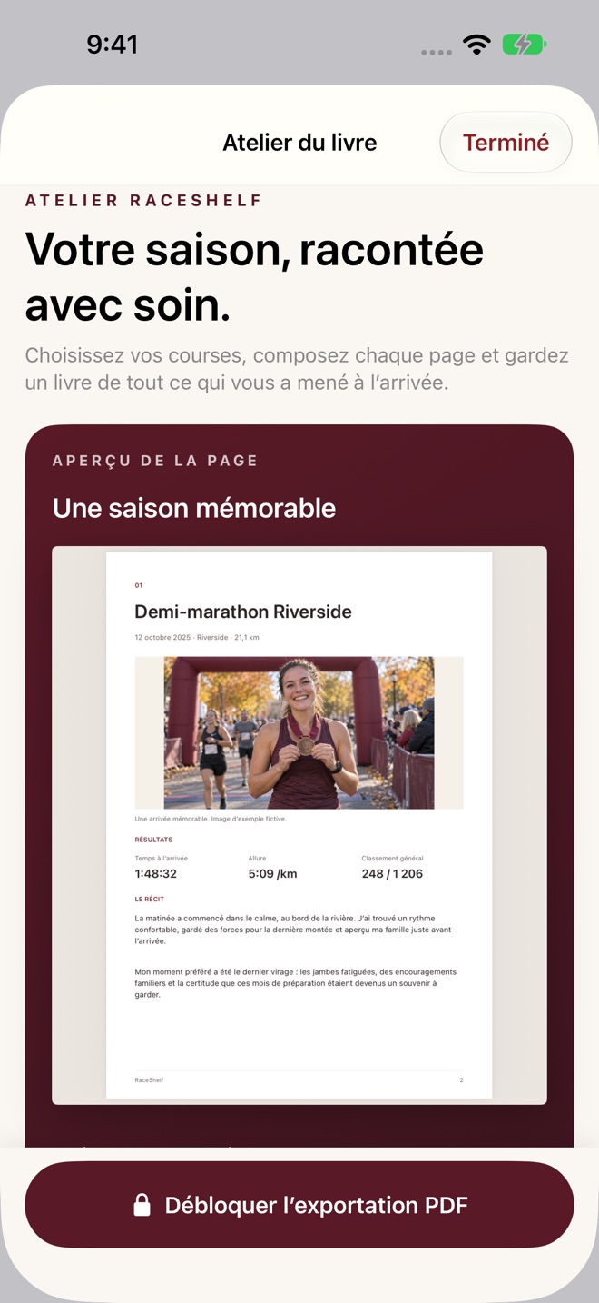 RaceShelf : carnet du coureur capture d’écran 1
