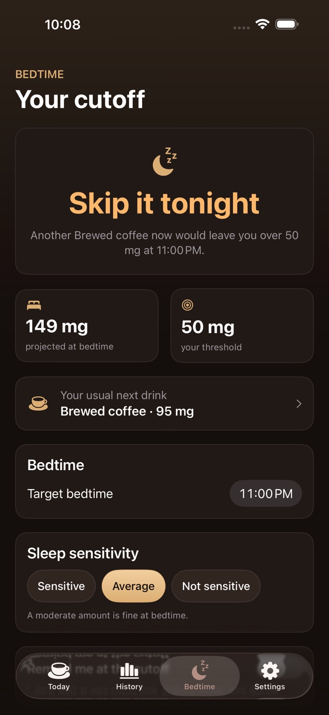 CaffCutoff: Caffeine Clock screenshot 4