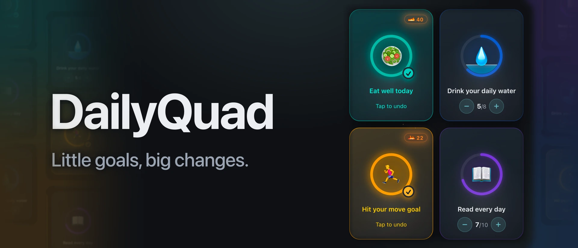 DailyQuad: Four Goals a Day product page header