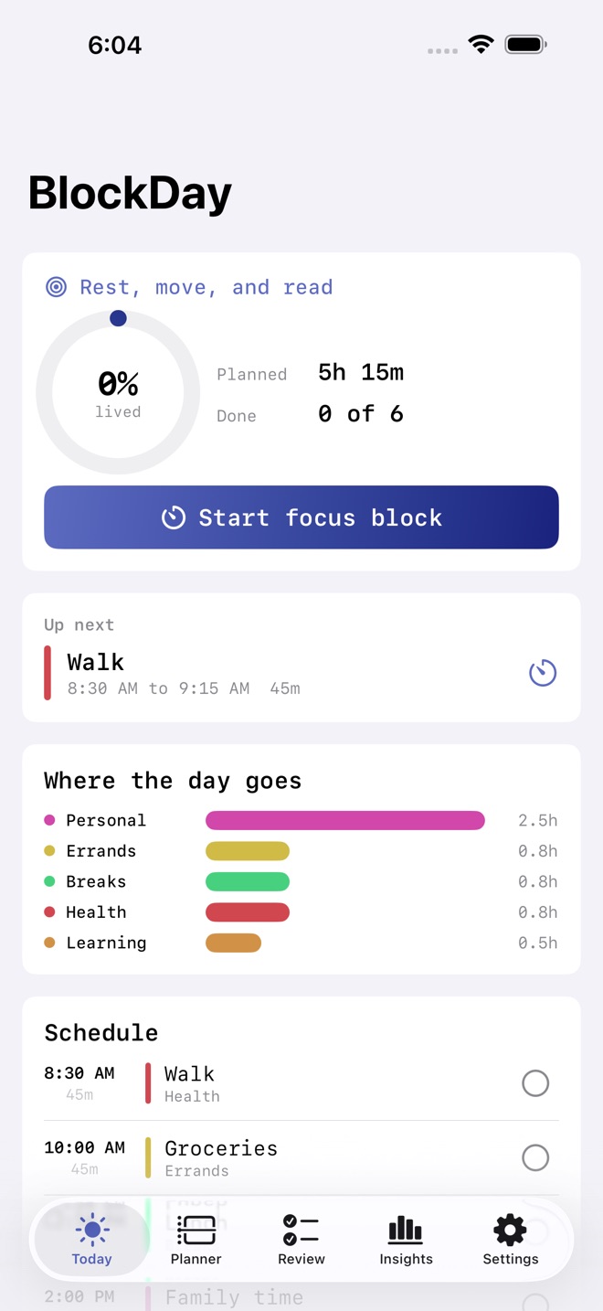 BlockDay: Time Blocking screenshot 1