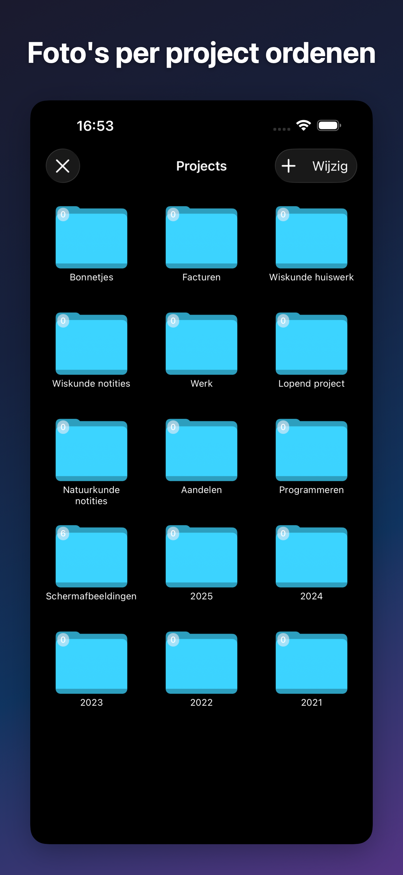 ProjectCam - Photo Folders iOS screenshot 2 showing app interface