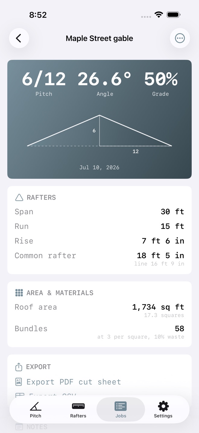 RoofPitch: Rafter Calc screenshot 4