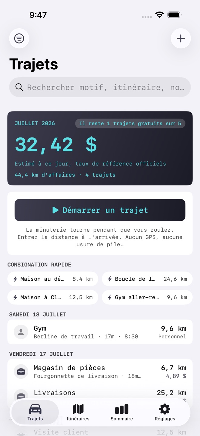MileMark : Kilométrage capture d’écran 1