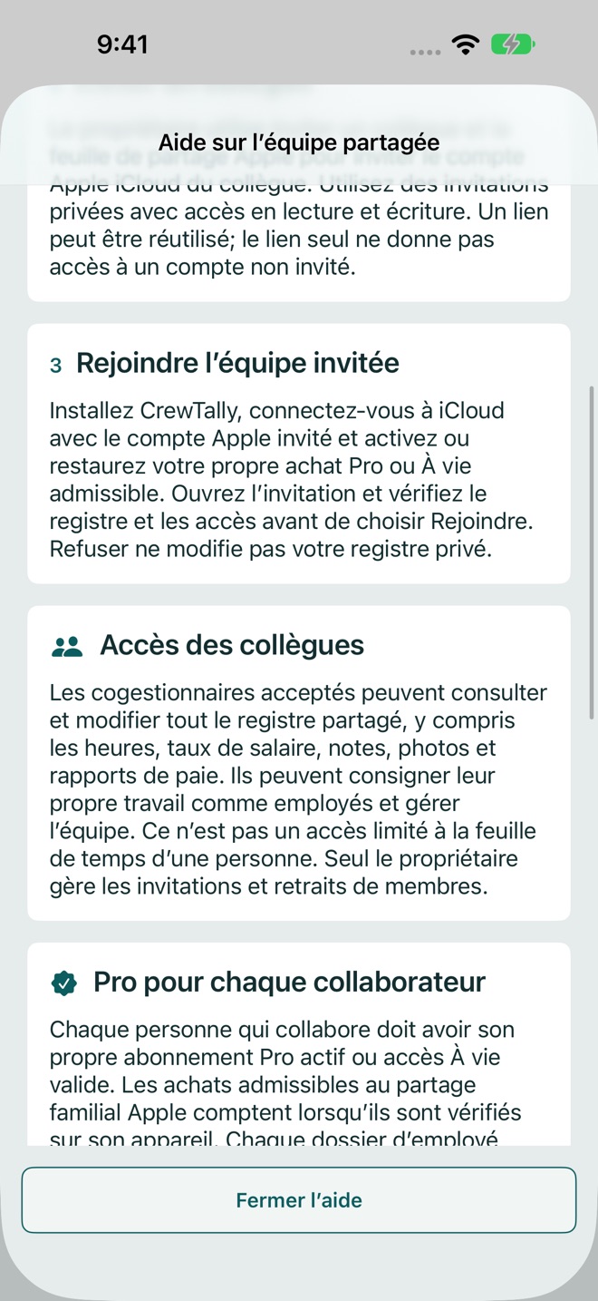 CrewTally: Feuilles de temps capture d’écran 8