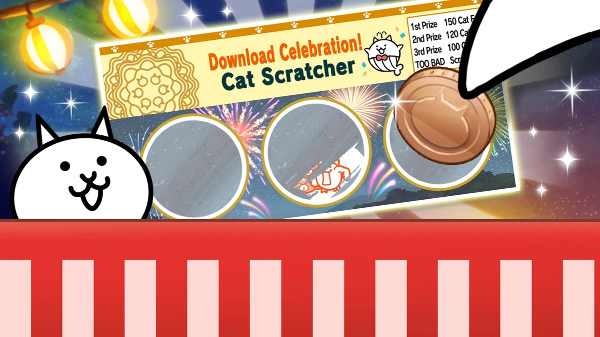 The Battle Cats search result, In-app event: 120M Downloads event on now
