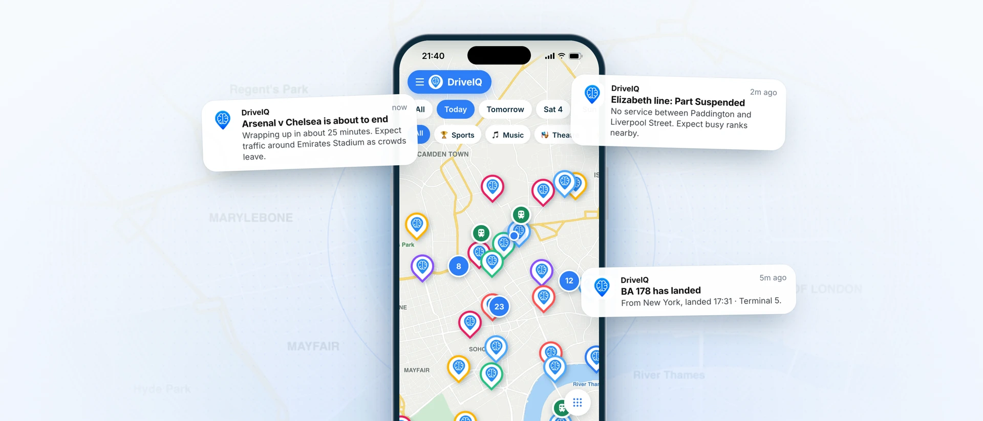 DriveIQ: Events, Rail, Flights product page header