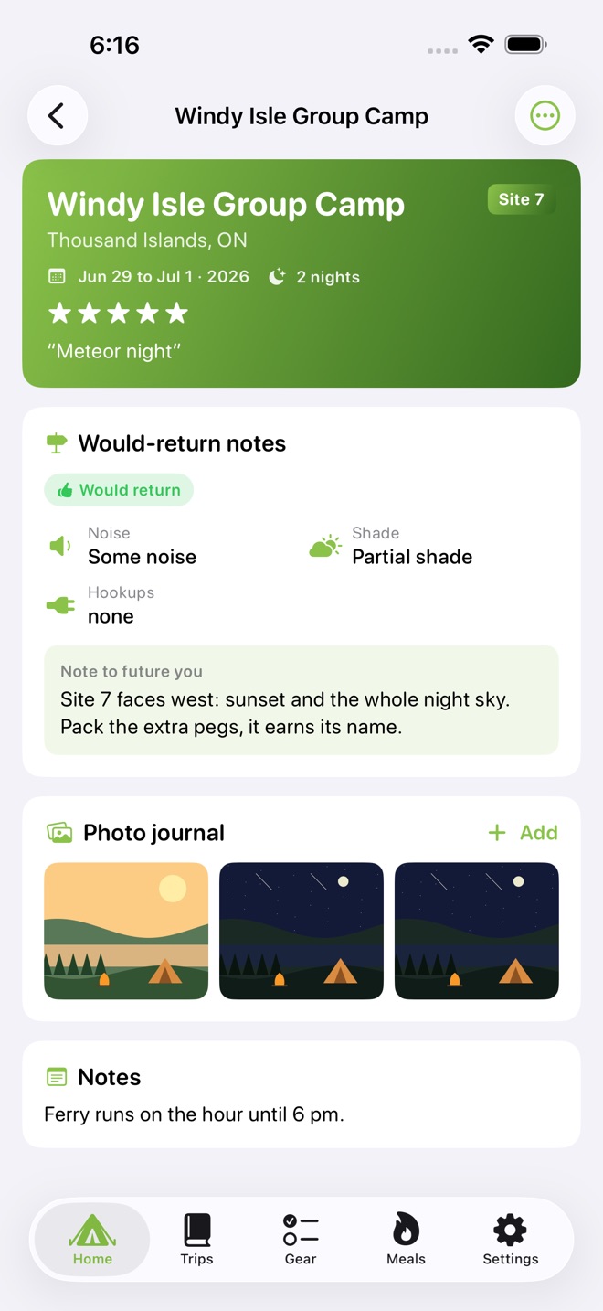 PitchBook: Camping Log screenshot 2