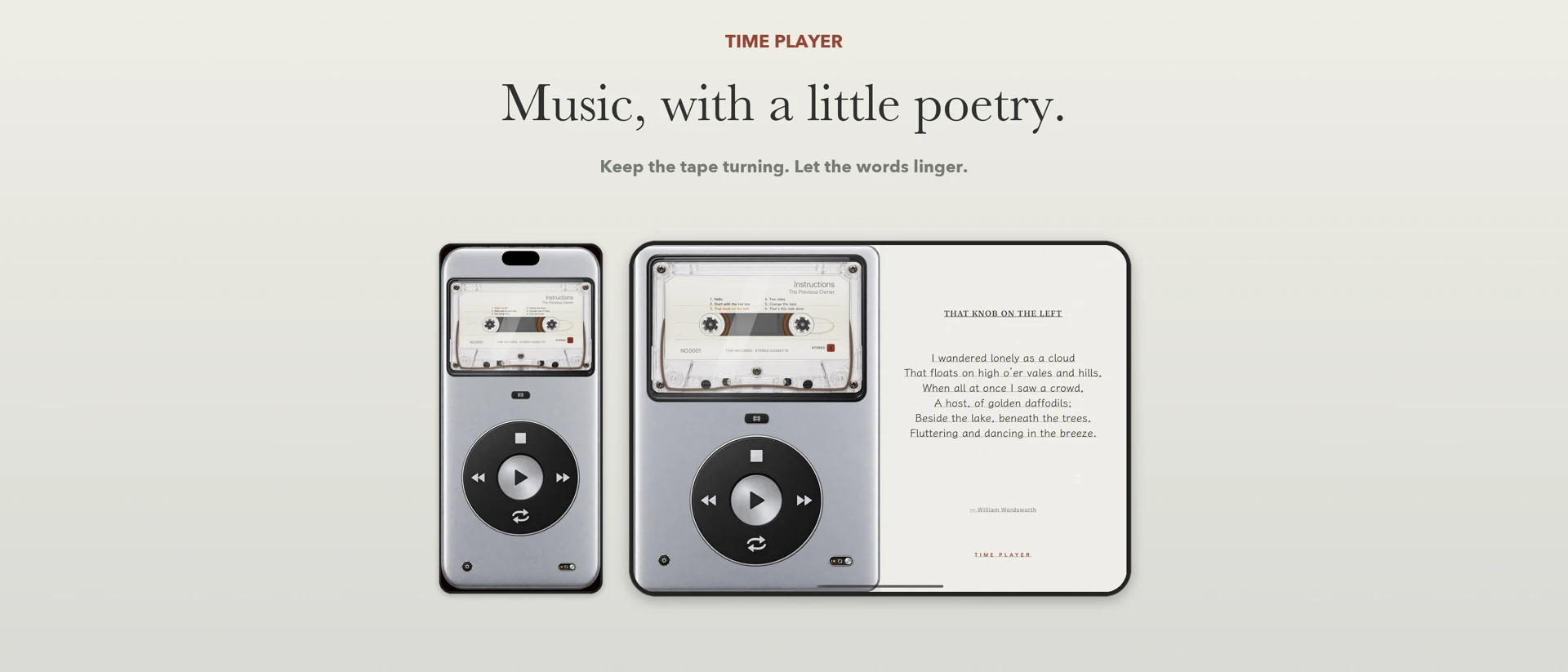 Time Player Cassette product page header