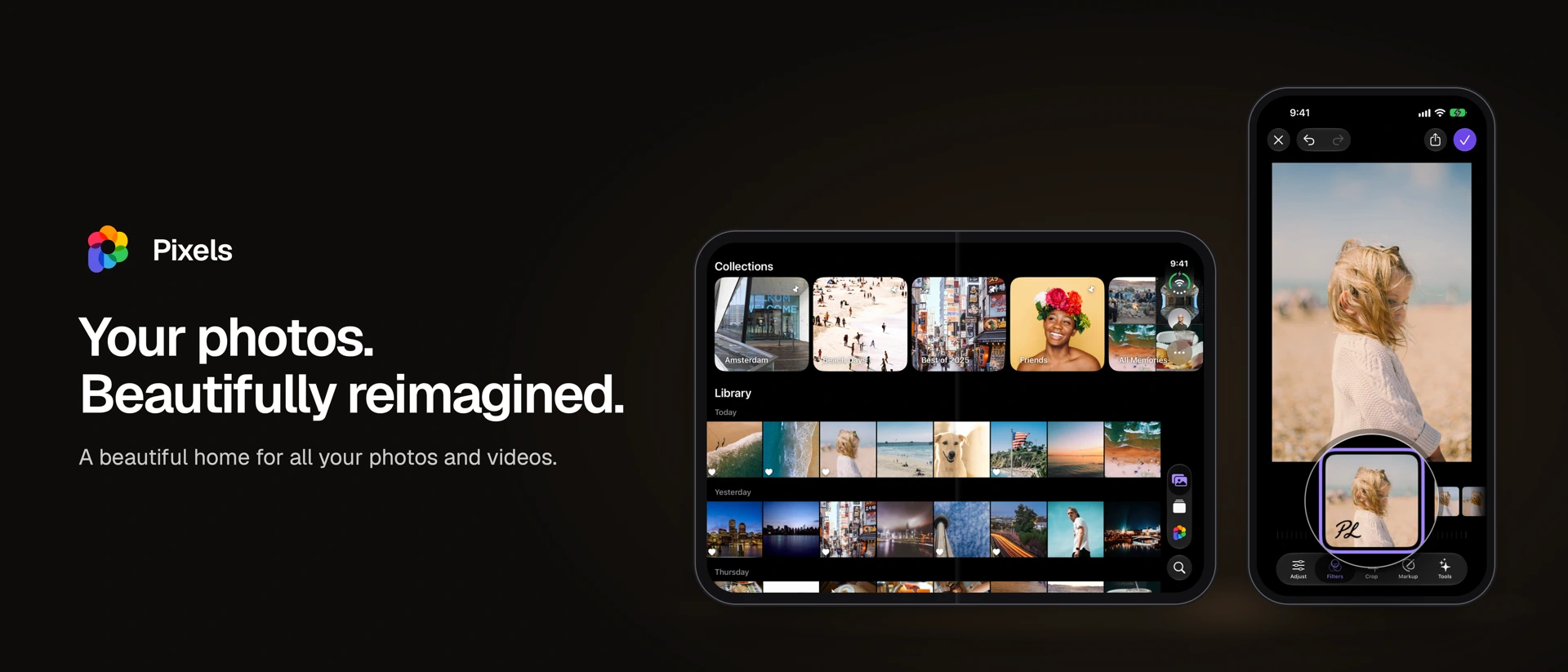 Pixels: Self-Hosted Photos product page header