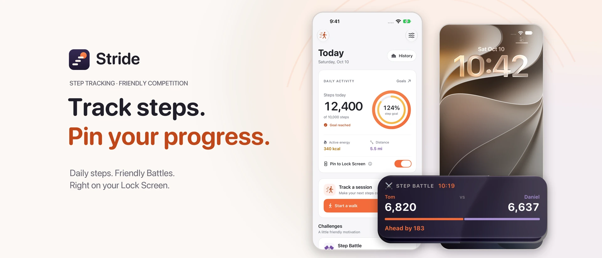 Stride: Step Counter & Battles product page header