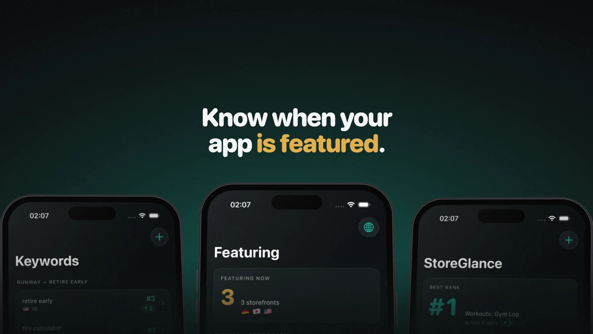 StoreGlance: ASO Rank Tracker App Store product page header