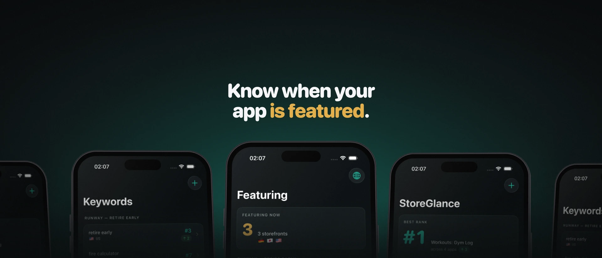StoreGlance: ASO Rank Tracker product page header