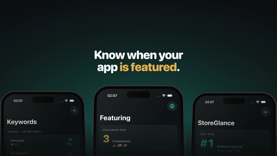 StoreGlance: ASO Rank Tracker App Store product page header