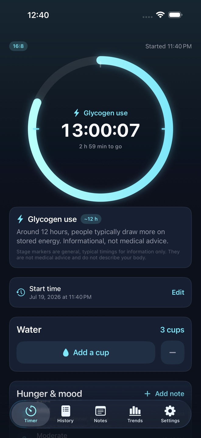 FastWindow: Fasting Log capture d’écran 1