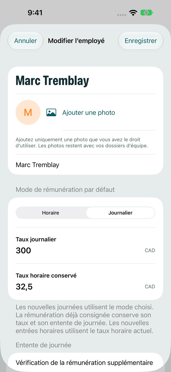 CrewTally: Feuilles de temps capture d’écran 5